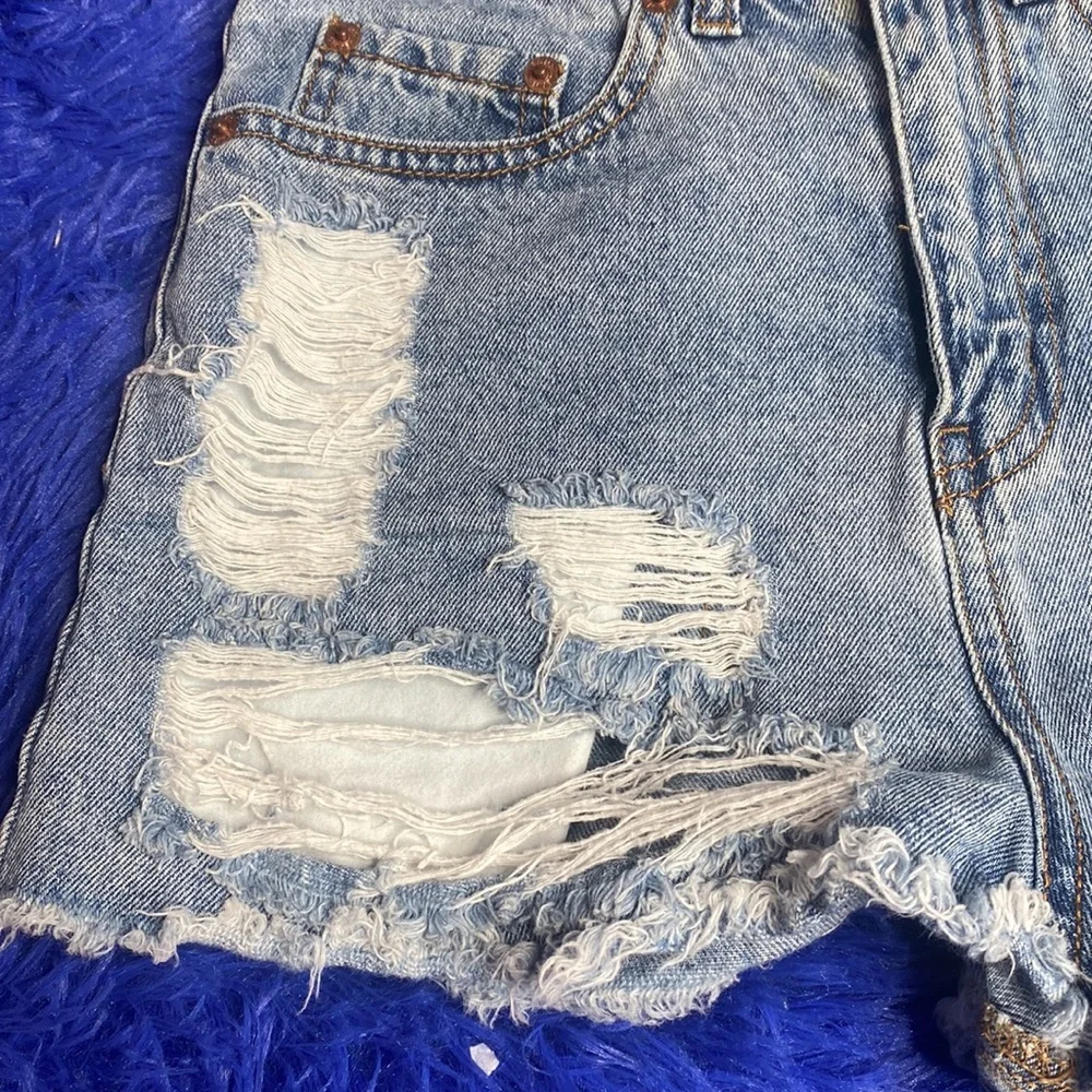 Caffeine Distressed Blue Jean Denim Shorts Size Small Excellent Condition